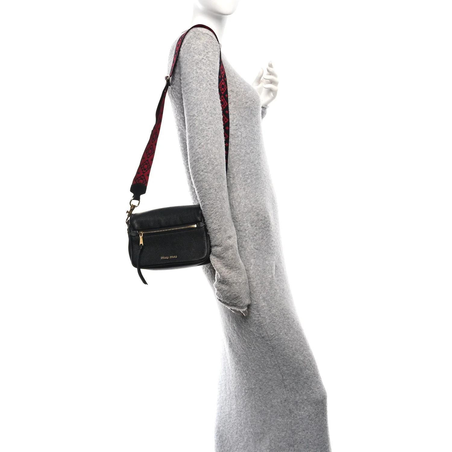 Goatskin Madras Crossbody Bag Black - Image 2