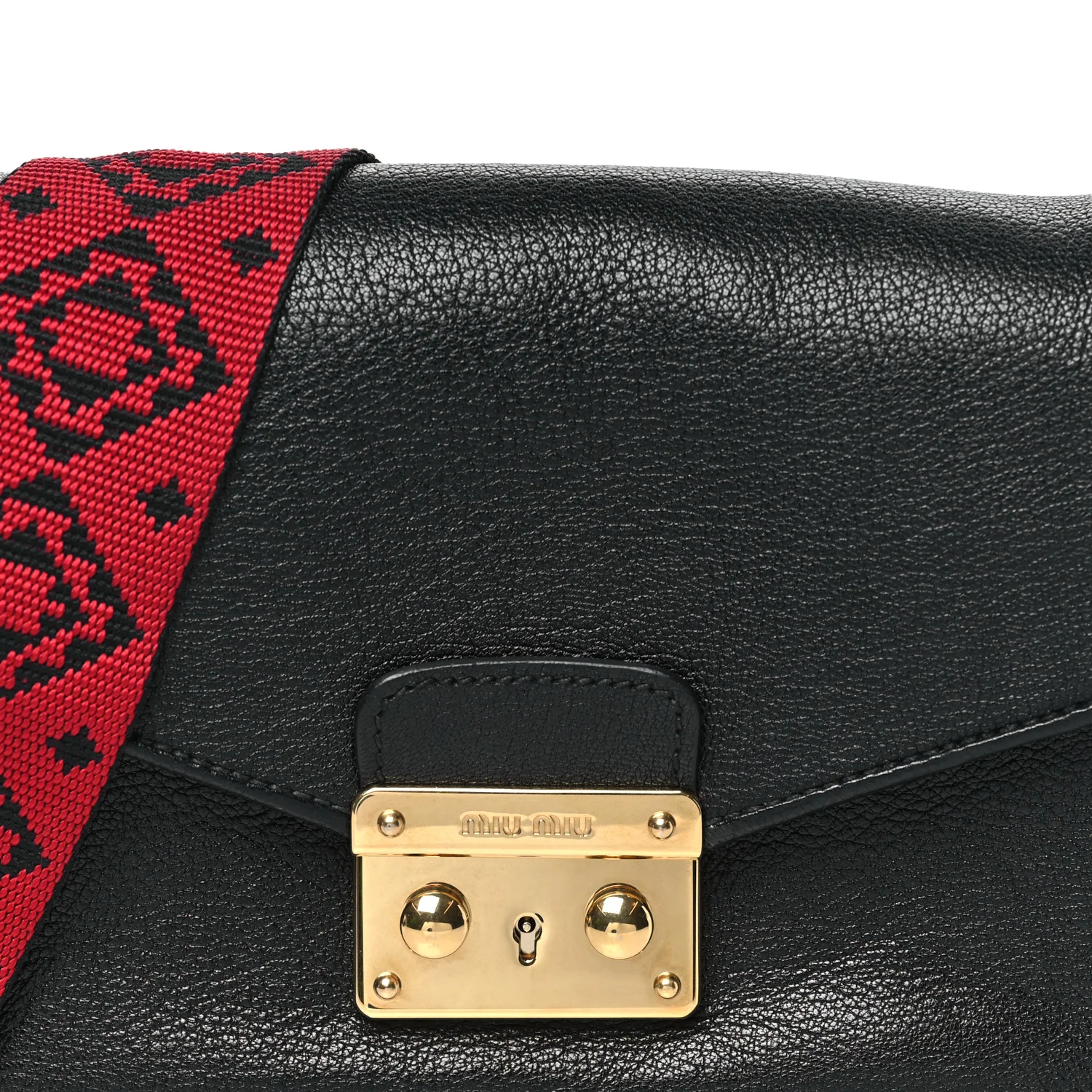 Goatskin Madras Crossbody Bag Black - Image 7