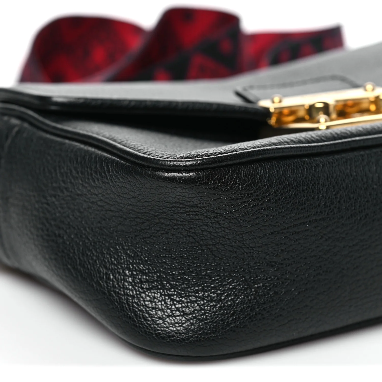 Goatskin Madras Crossbody Bag Black - Image 8
