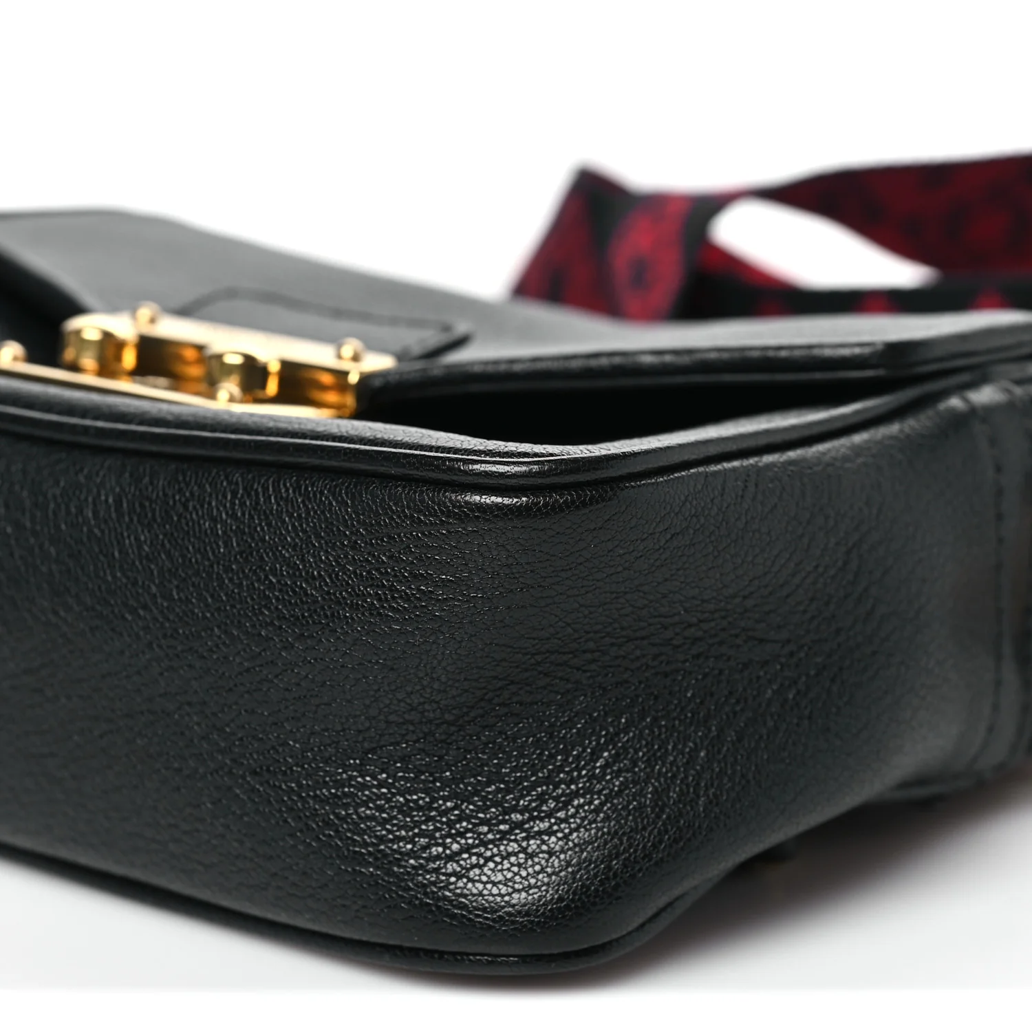 Goatskin Madras Crossbody Bag Black - Image 9