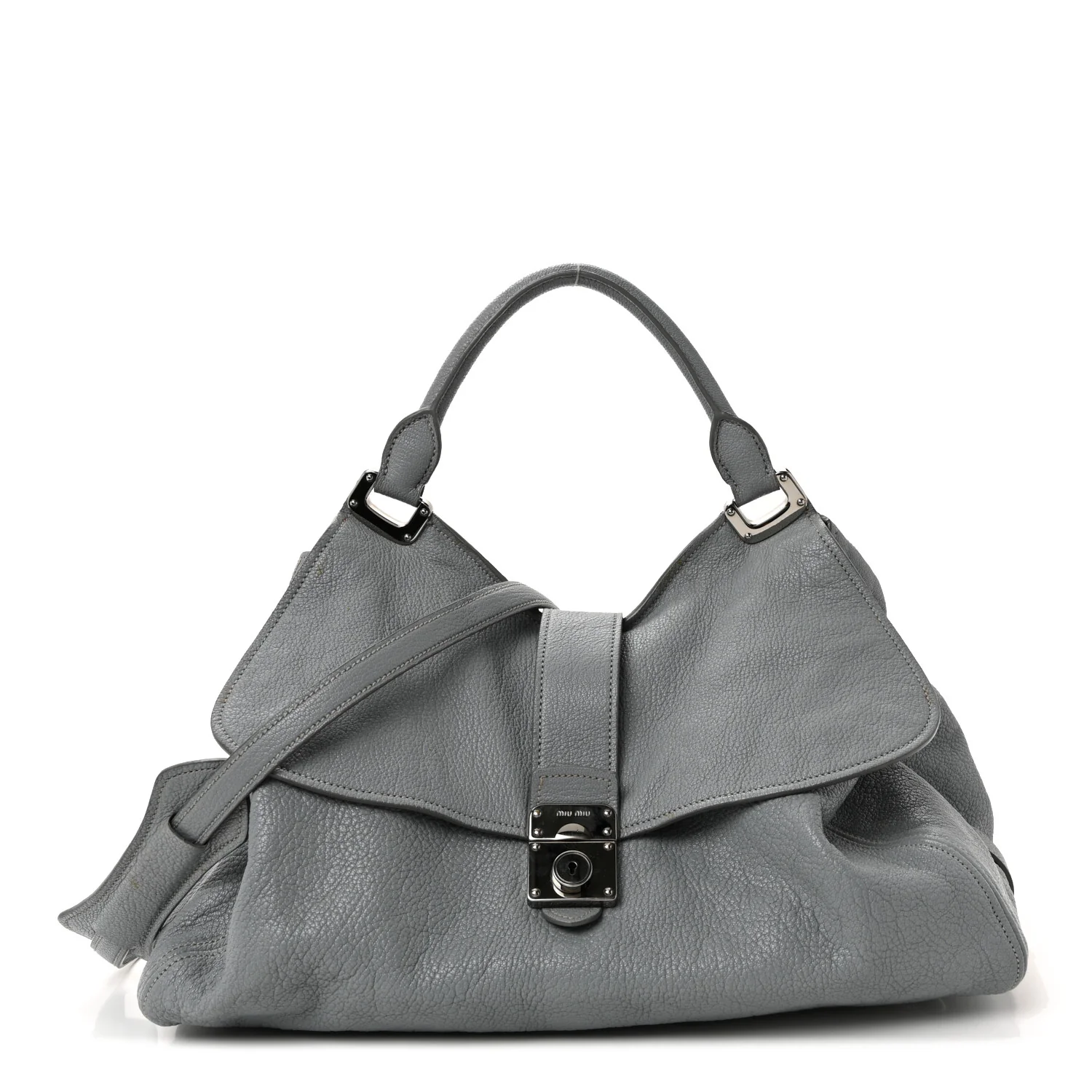 Goatskin Madras Top Handle Shoulder Bag Light Blue