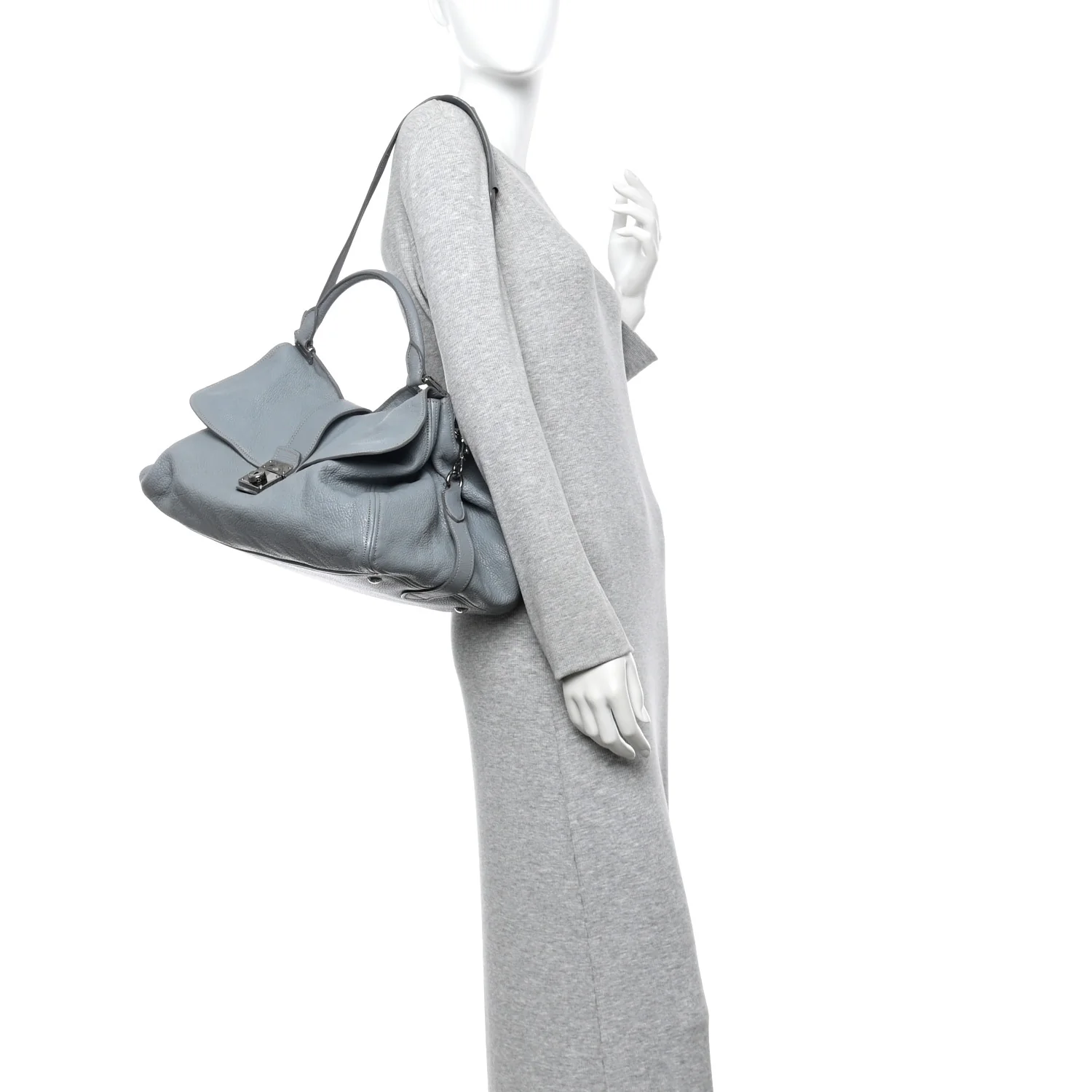 Goatskin Madras Top Handle Shoulder Bag Light Blue - Image 2