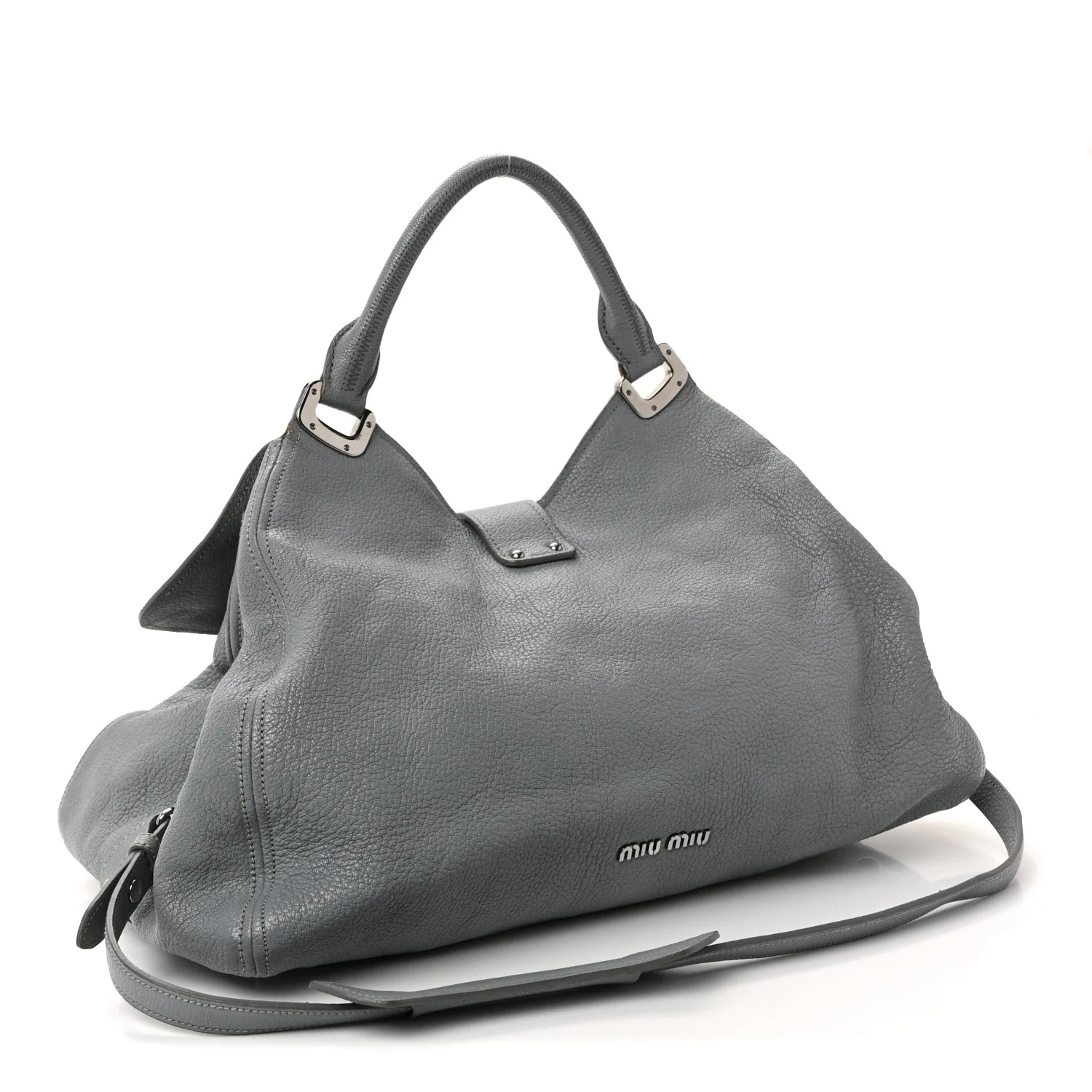 Goatskin Madras Top Handle Shoulder Bag Light Blue - Image 3