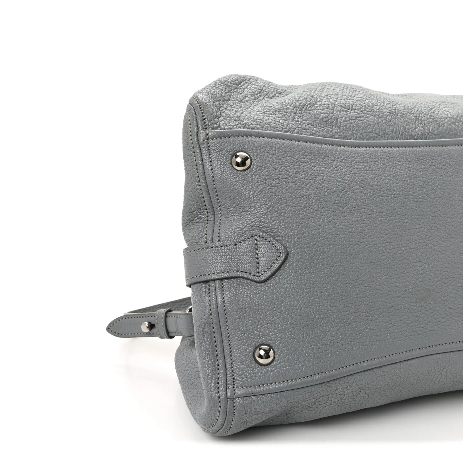 Goatskin Madras Top Handle Shoulder Bag Light Blue - Image 8