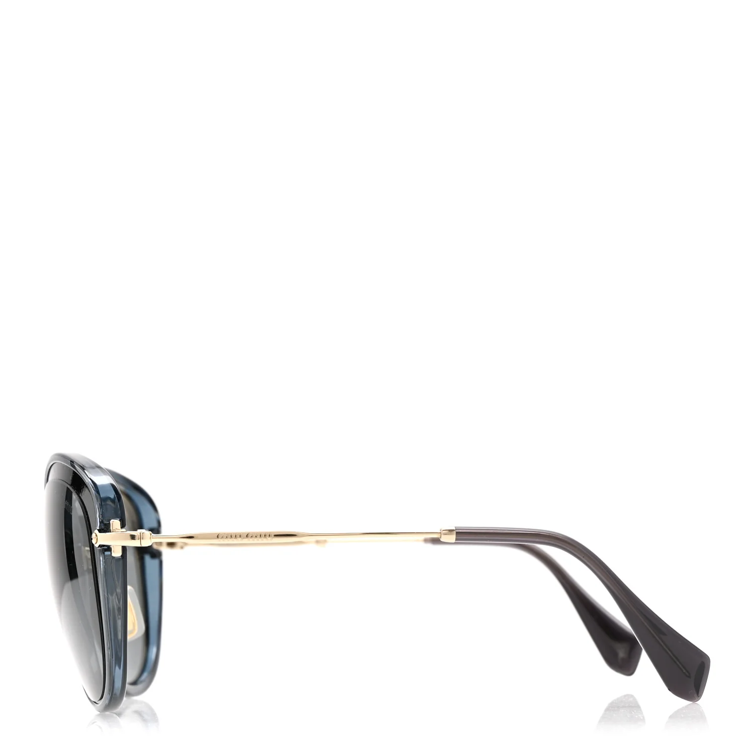 Metal Acetate Round Sunglasses SMU 50R Blue Gold - Image 3