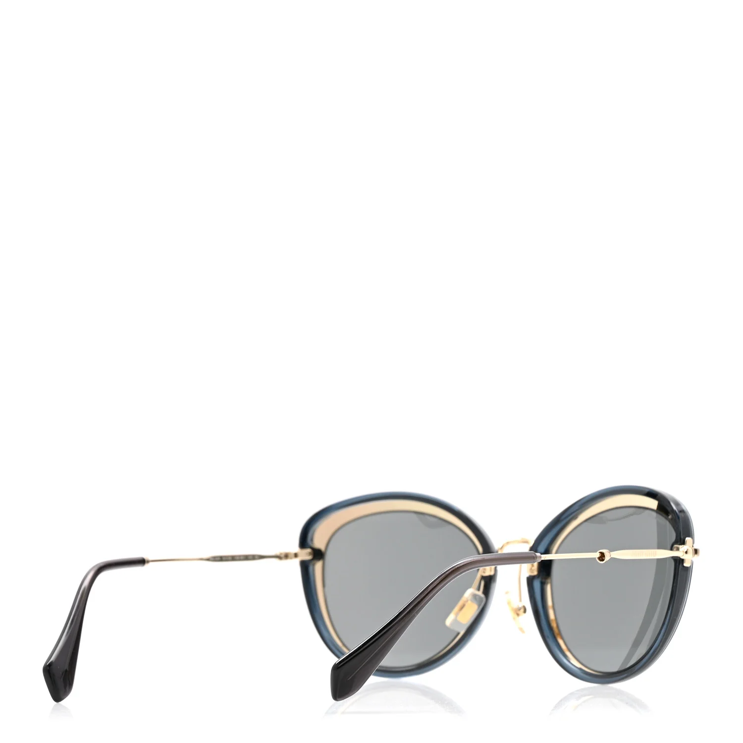Metal Acetate Round Sunglasses SMU 50R Blue Gold - Image 4