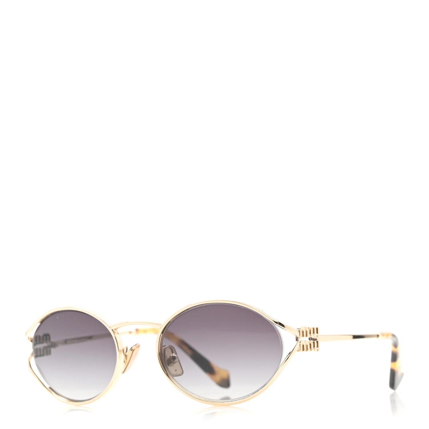 Metal Oval Sunglasses SMU52Y Black Silver