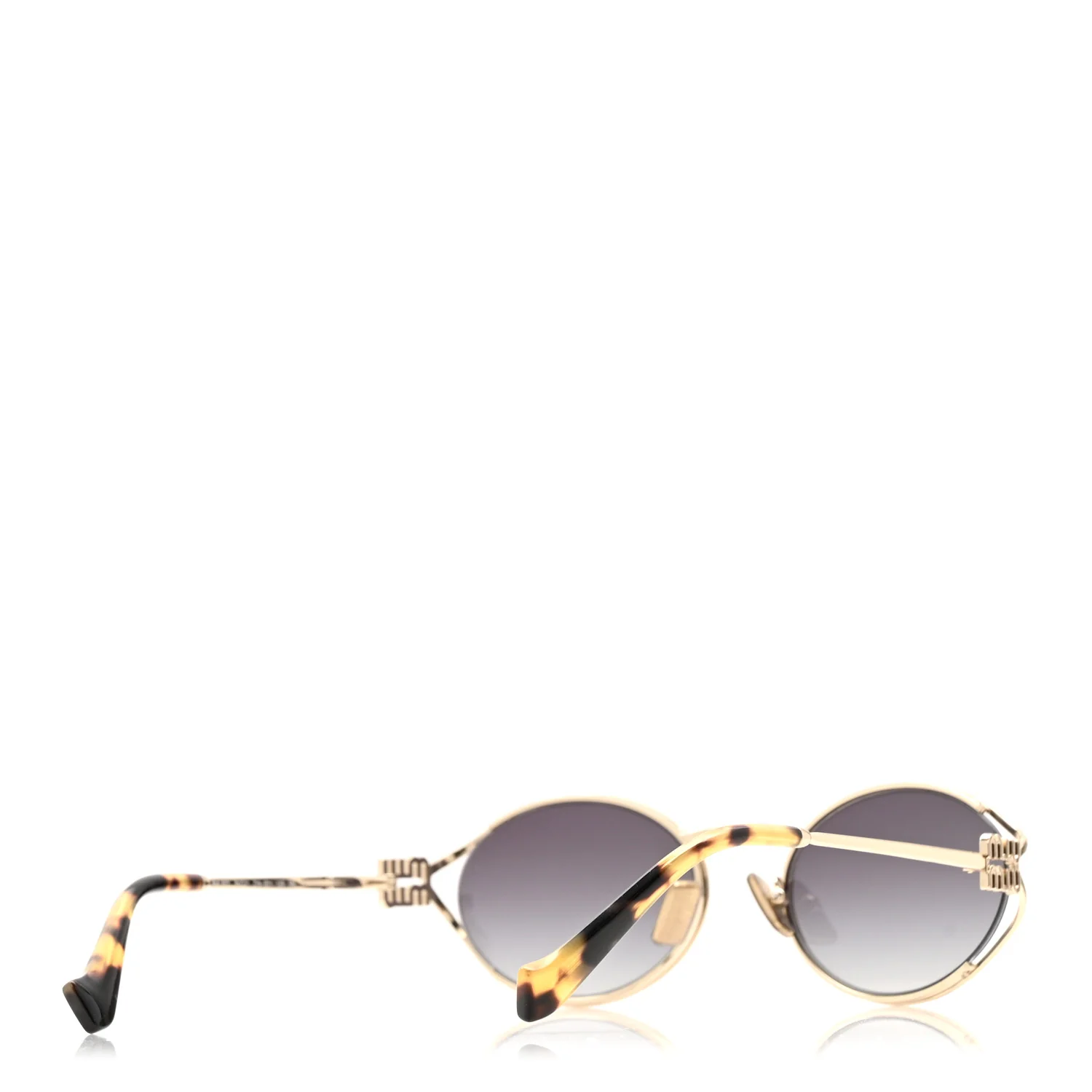 Metal Oval Sunglasses SMU52Y Black Silver - Image 7