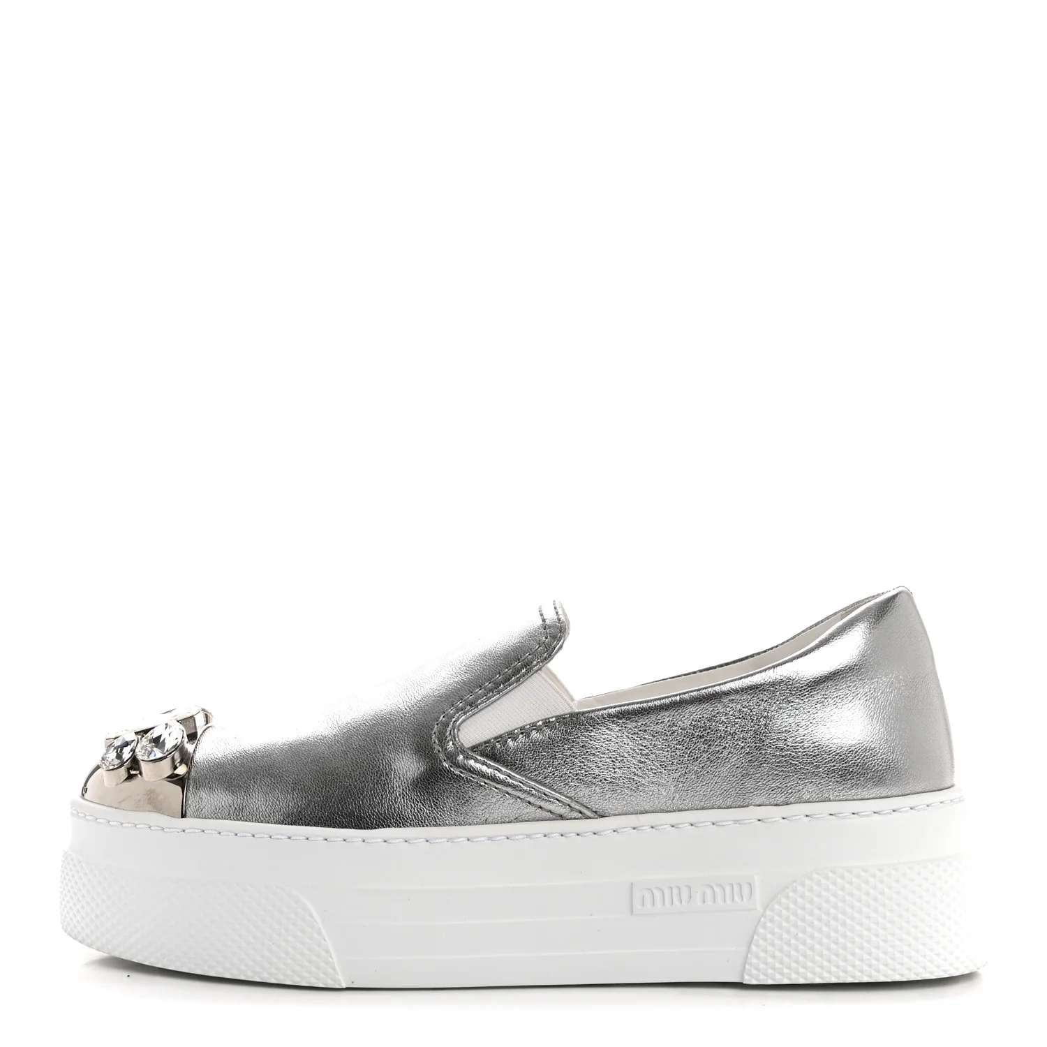 Mordore Crystal Embellished Womens Slip On Trainers 36 Cromo