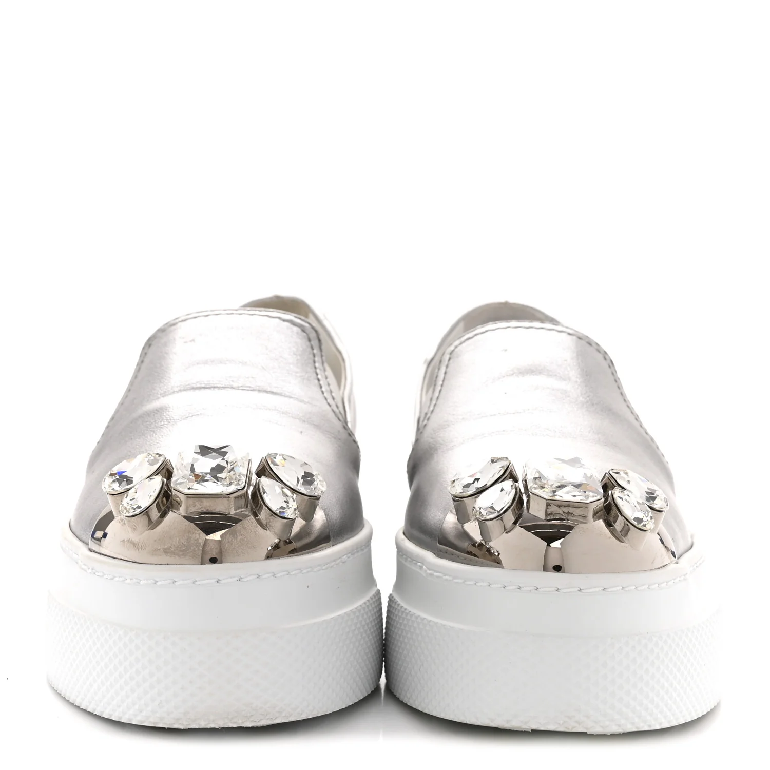Mordore Crystal Embellished Womens Slip On Trainers 36 Cromo - Image 3