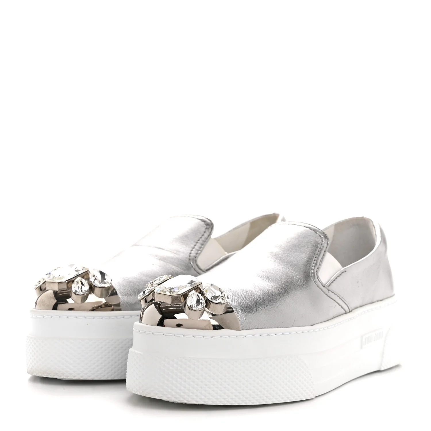 Mordore Crystal Embellished Womens Slip On Trainers 36 Cromo - Image 4
