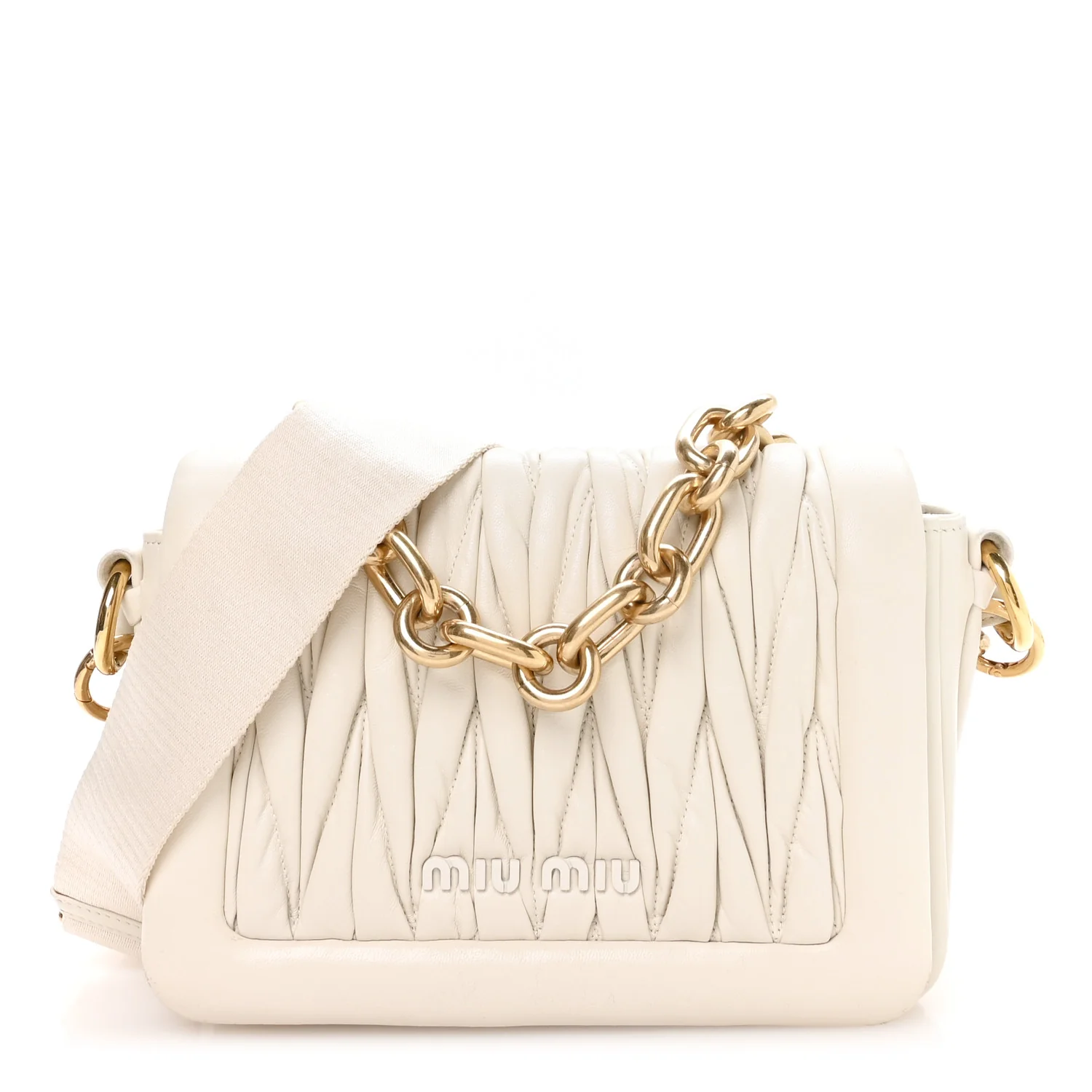 Nappa Matelasse Chain Shoulder Bag White