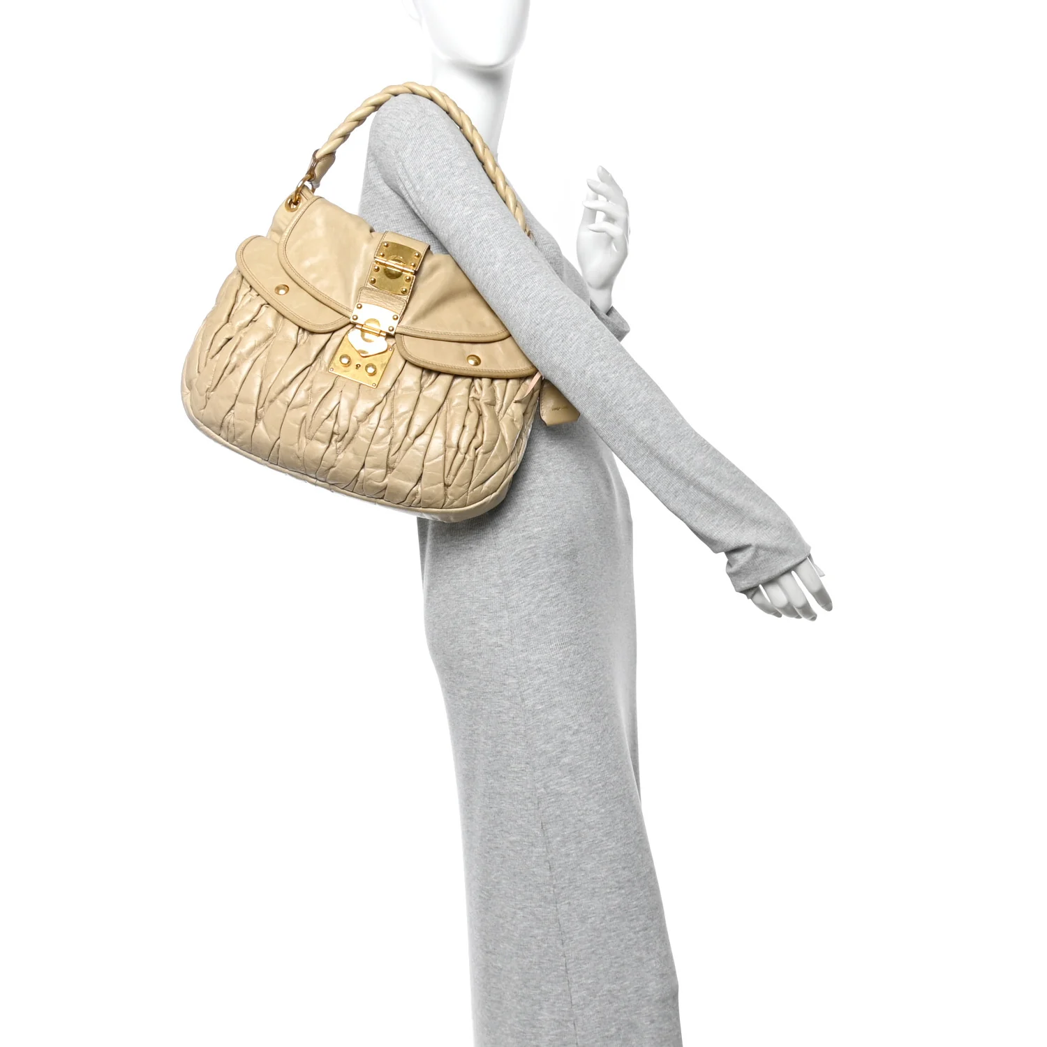 Nappa Matelasse Coffer Hobo Beige - Image 2