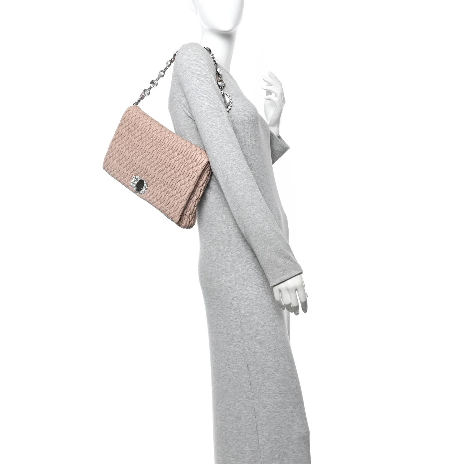 Nappa Matelasse Crystal Flap Clutch Cammeo - Image 2
