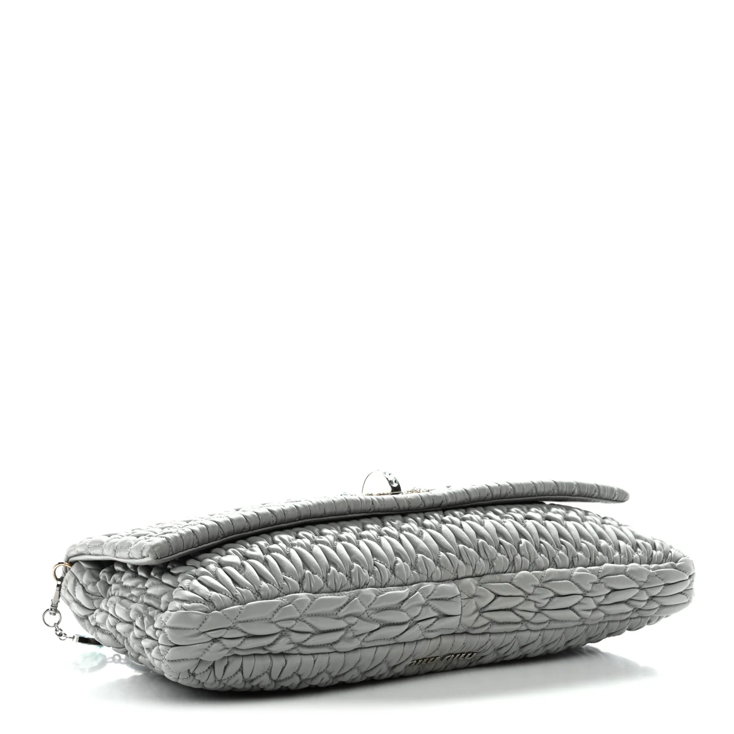 Nappa Matelasse Crystal Flap Clutch Grey - Image 4