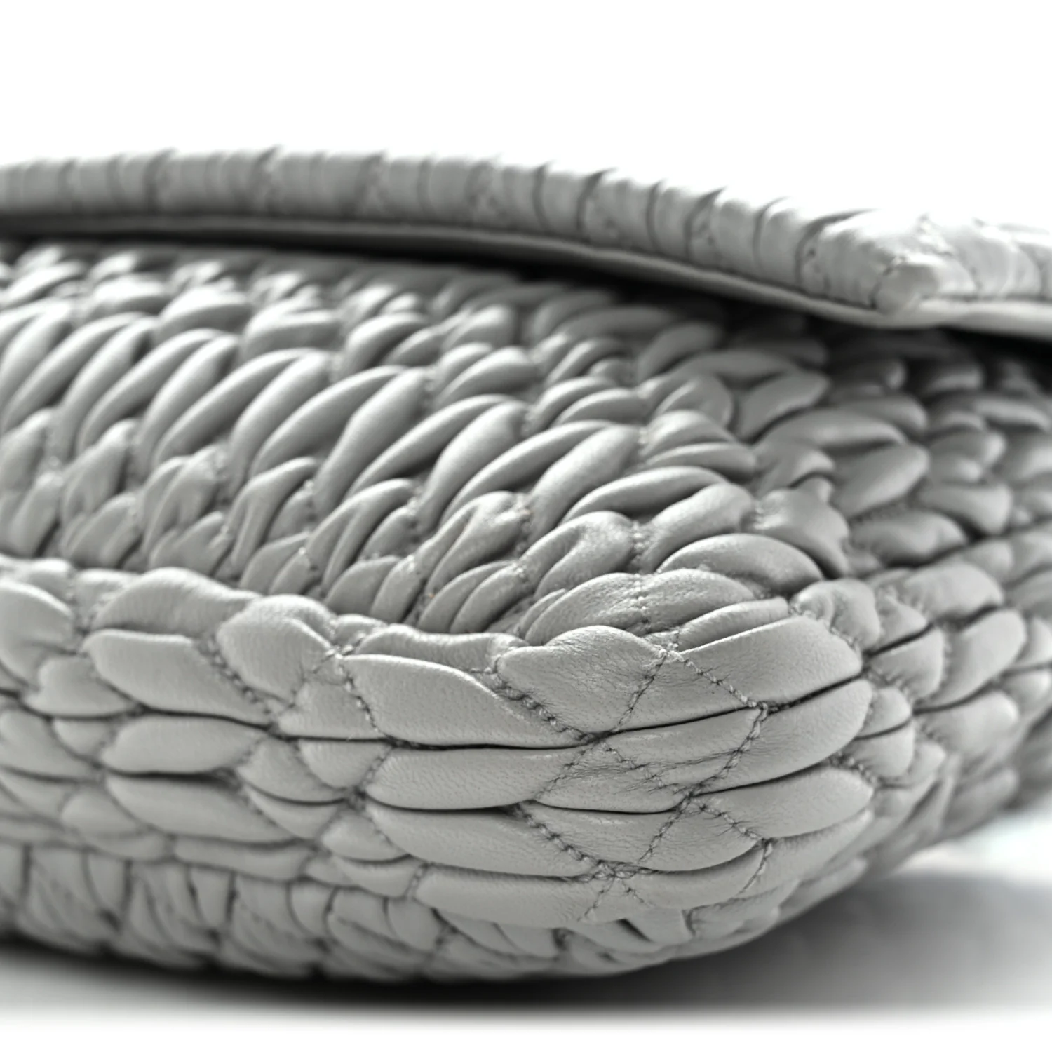 Nappa Matelasse Crystal Flap Clutch Grey - Image 9