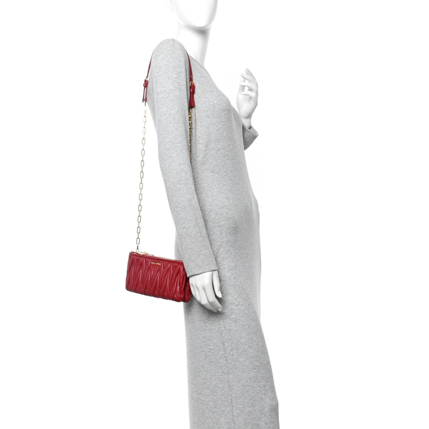 Nappa Matelasse Double Zip Crossbody Rubino - Image 2