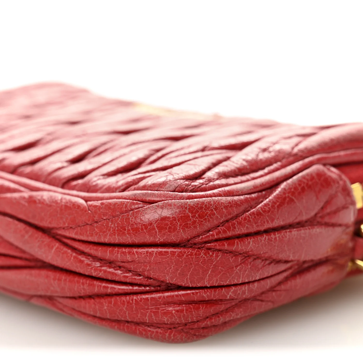 Nappa Matelasse Double Zip Pochette Clutch Rosso - Image 10