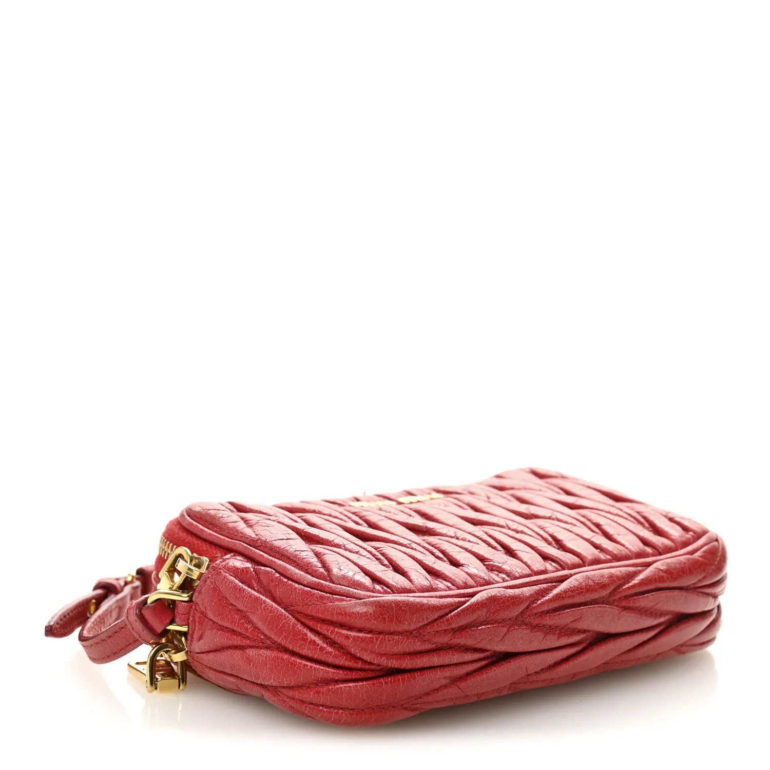 Nappa Matelasse Double Zip Pochette Clutch Rosso - Image 4