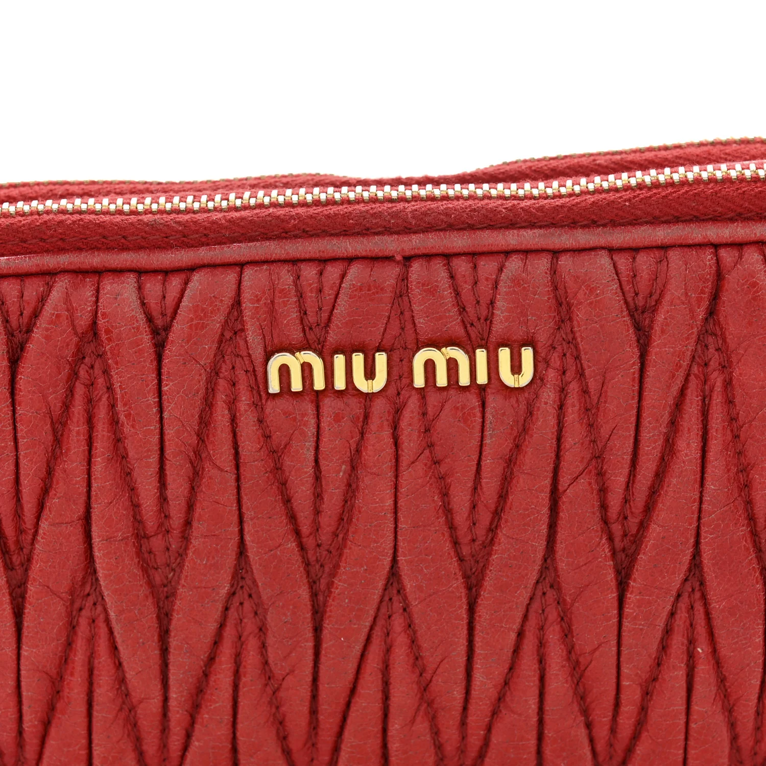 Nappa Matelasse Double Zip Pochette Clutch Rosso - Image 8