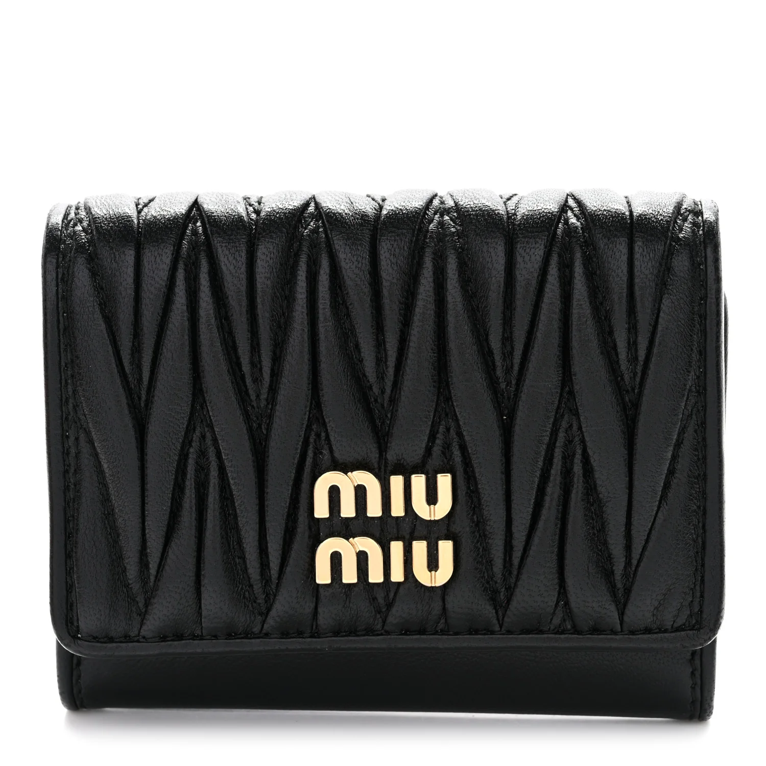 Nappa Matelasse Flap Card Holder Black