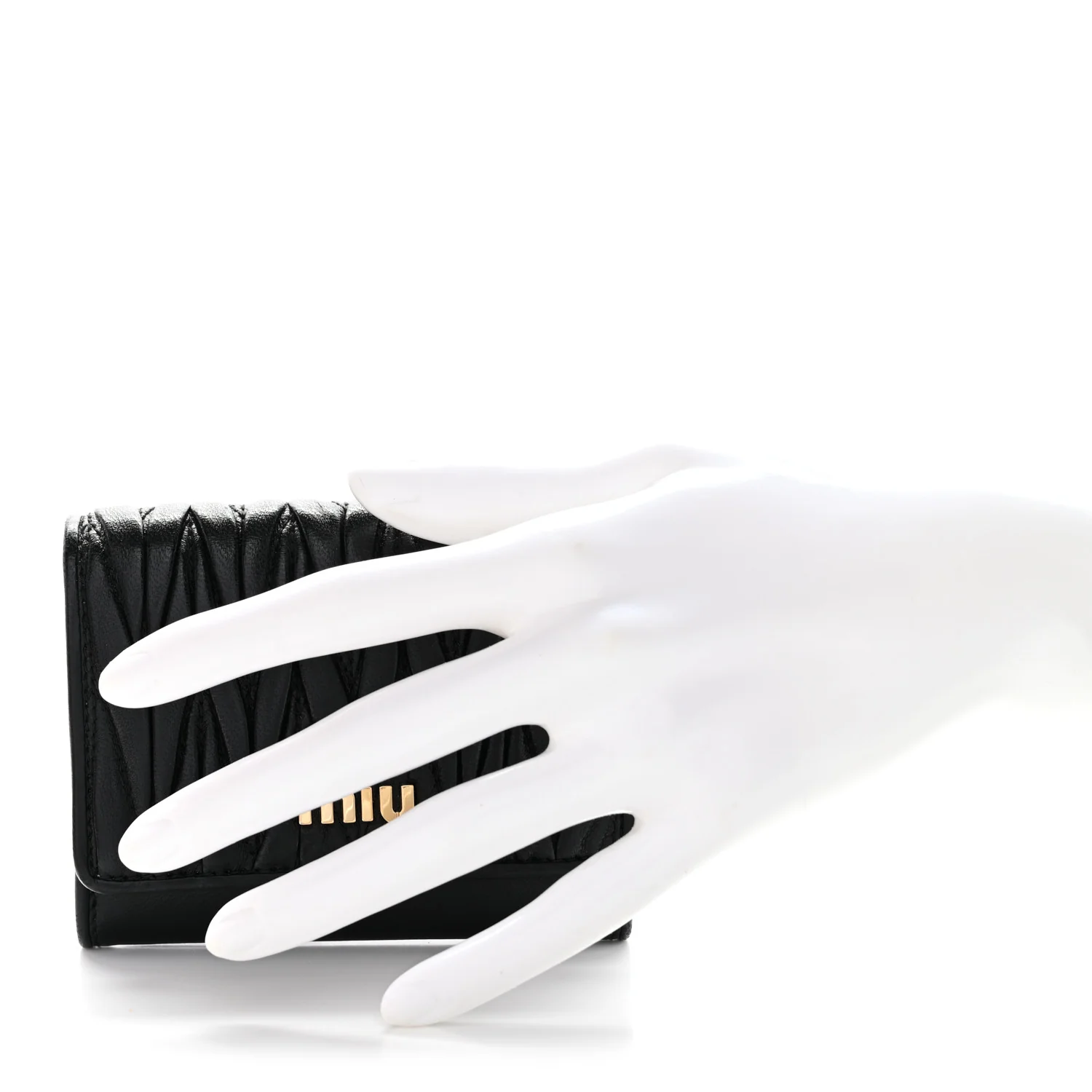 Nappa Matelasse Flap Card Holder Black - Image 2