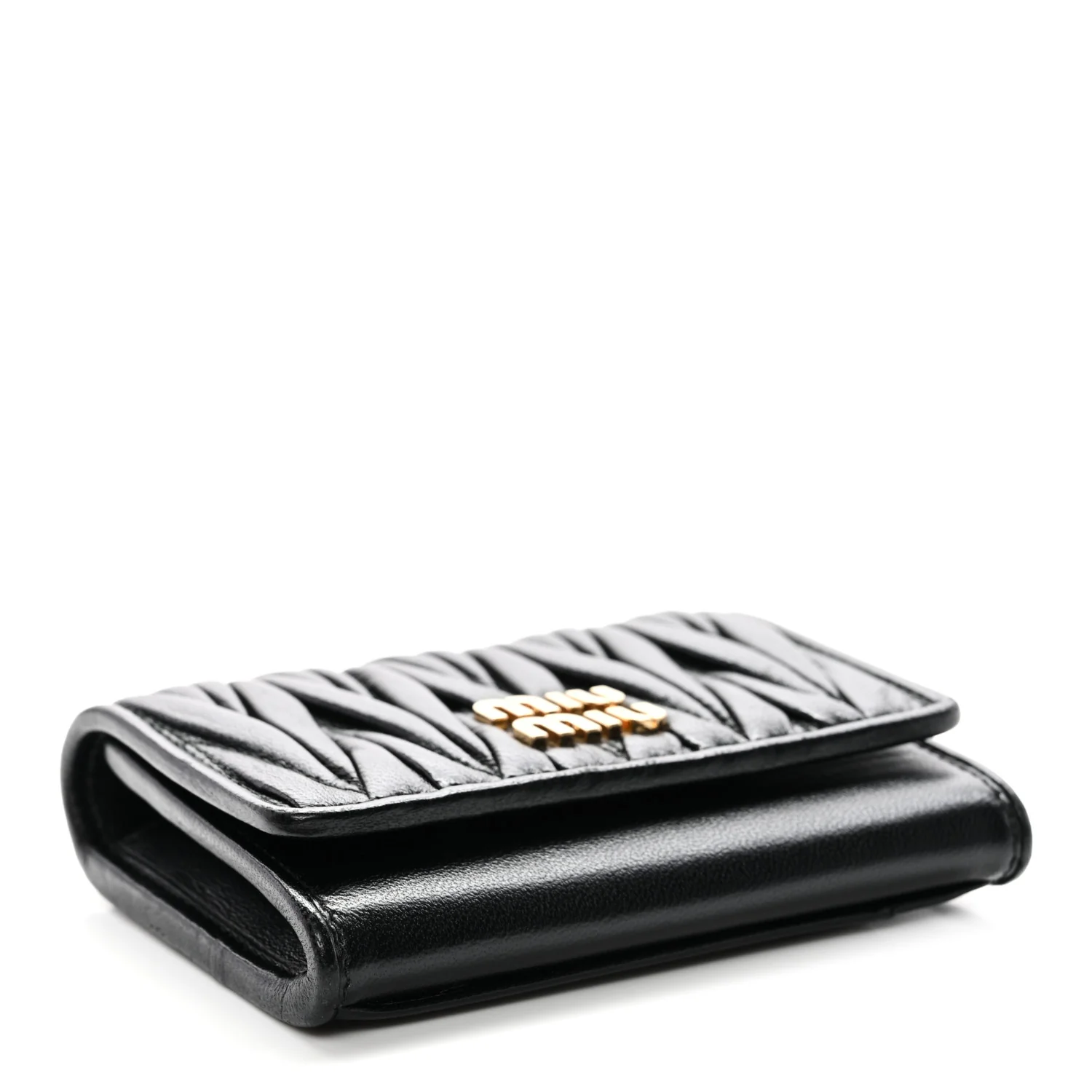 Nappa Matelasse Flap Card Holder Black - Image 4