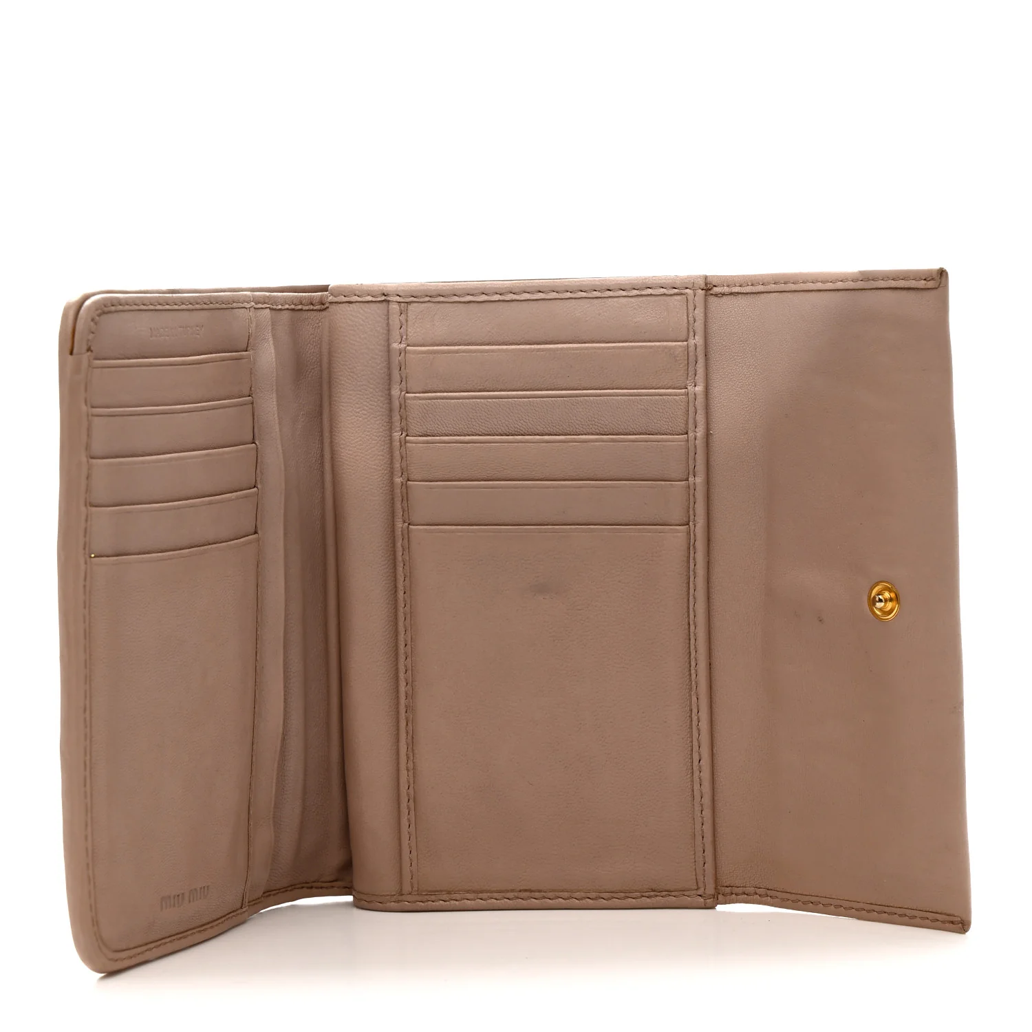 Nappa Matelasse Flap Tri-Fold Wallet Cammeo - Image 5