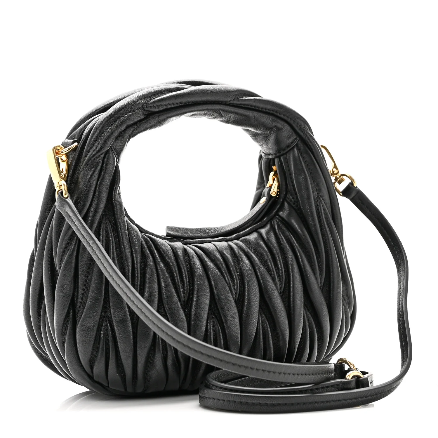 Nappa Matelasse Mini Wander Hobo Black - Image 3