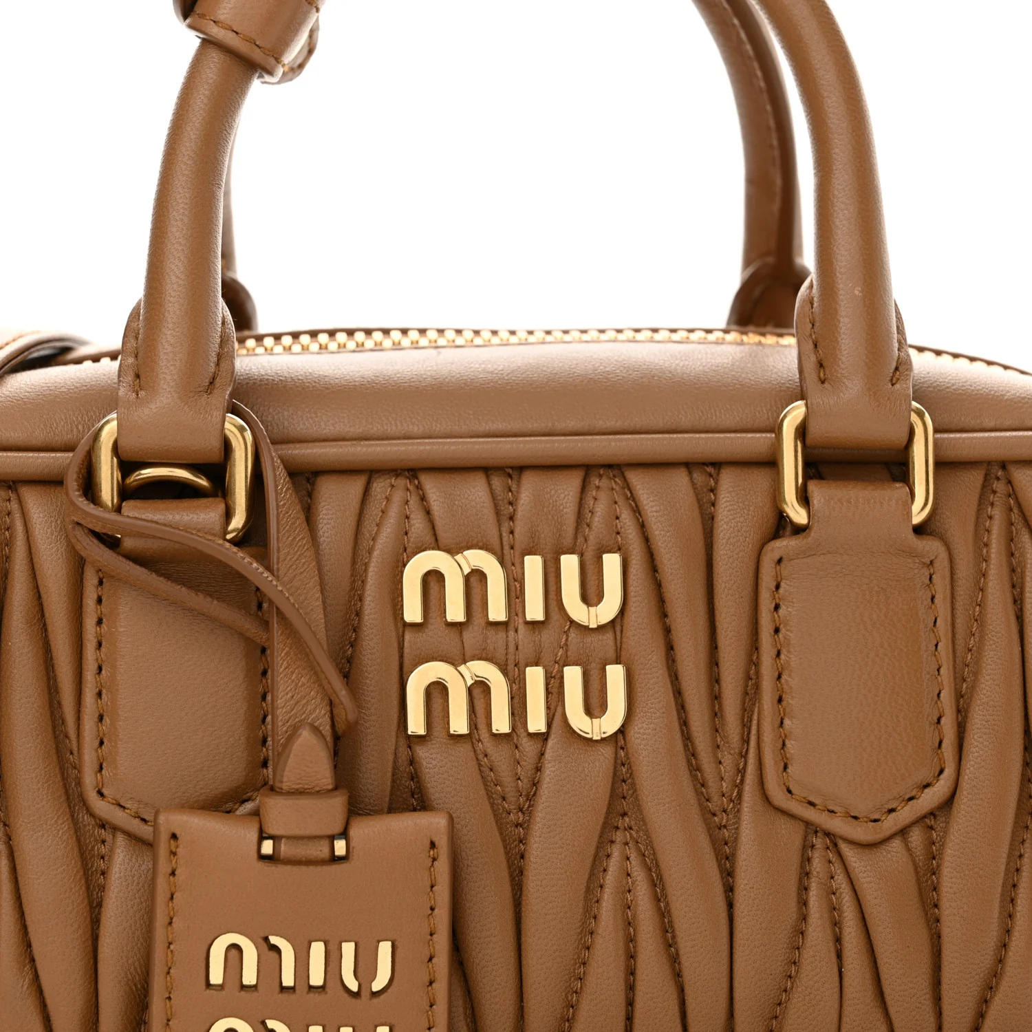 Nappa Matelasse Regular Arcadie Top Handle Bag Caramel - Image 8