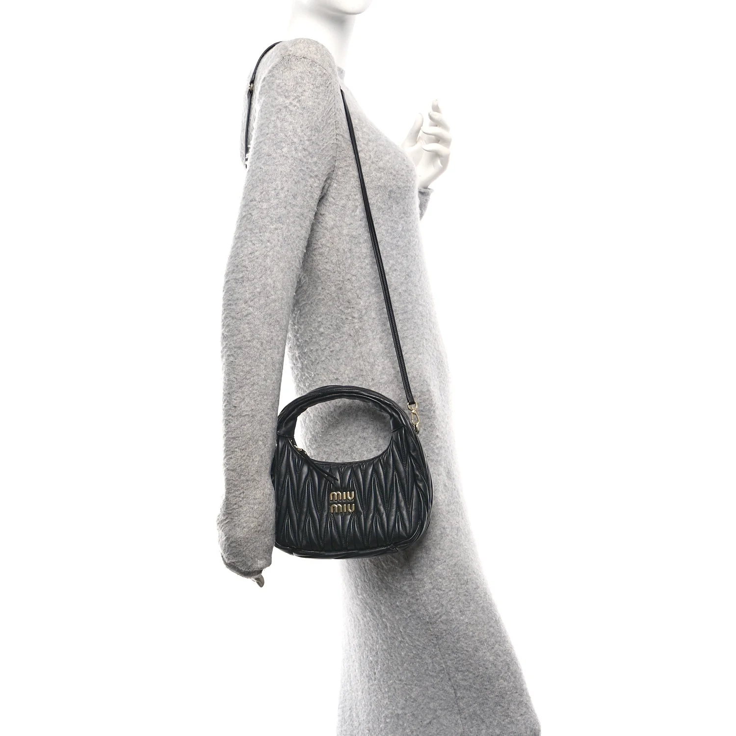 Nappa Matelasse Small Wander Hobo Black - Image 2