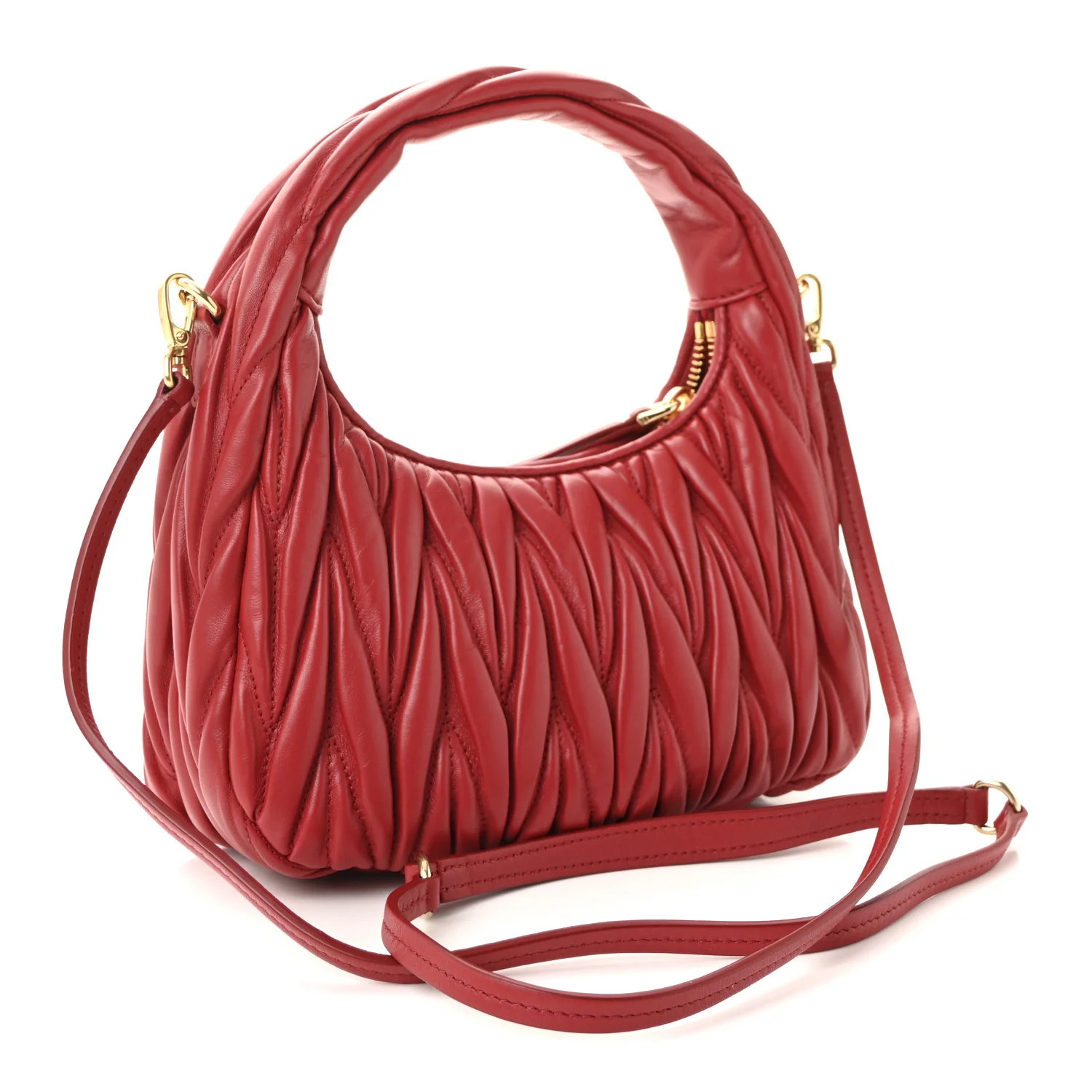 Nappa Matelasse Small Wander Hobo Rosso - Image 3