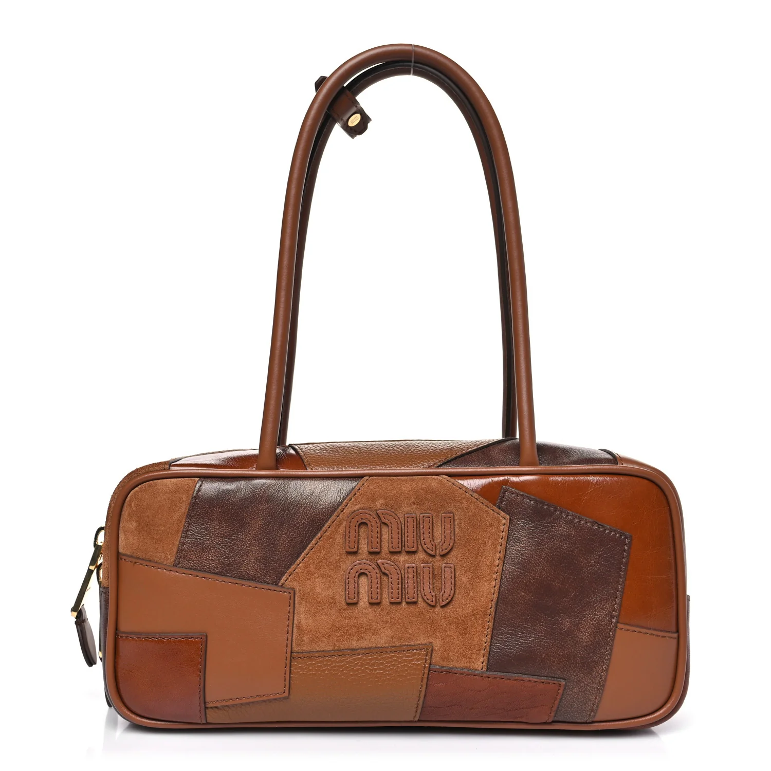 Nappa Patchwork Small Beau Top Handle Bag Cognac