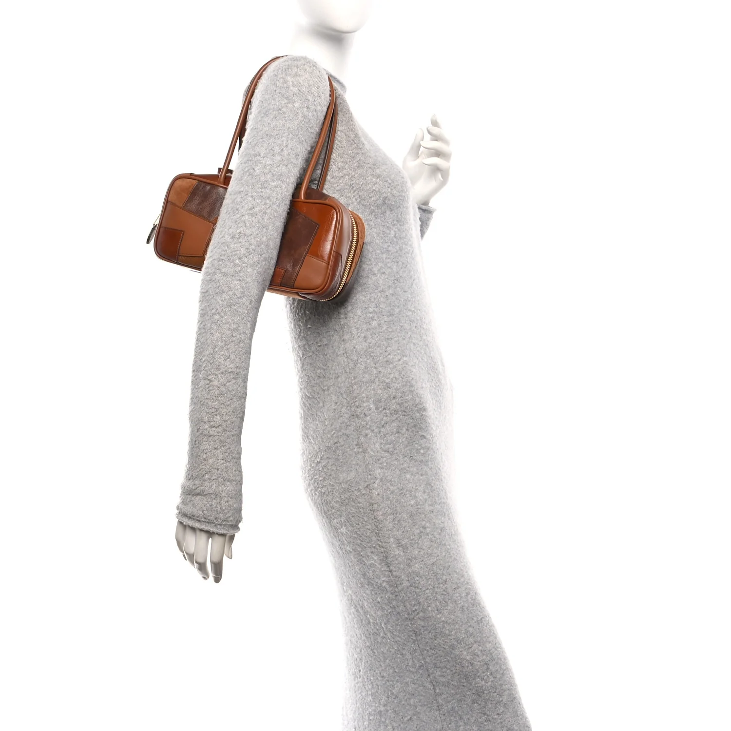 Nappa Patchwork Small Beau Top Handle Bag Cognac - Image 2