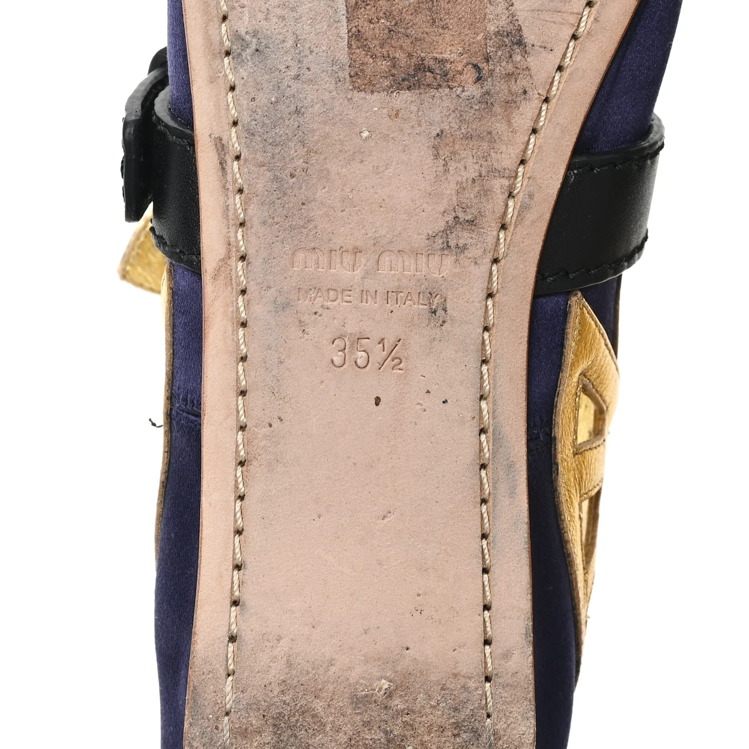 Nappa Silk Raso Ballerina Mules 35.5 Baltico Oro - Image 7