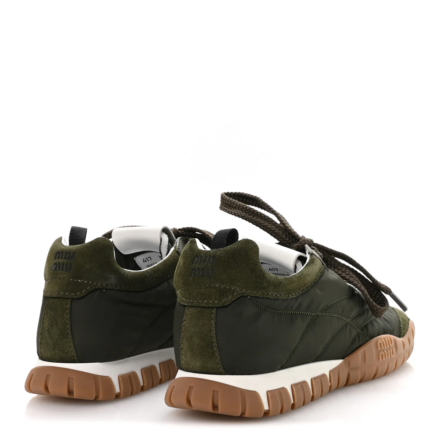 Nylon Suede Womens Tyre Sneakers 36.5 Loden Green - Image 5