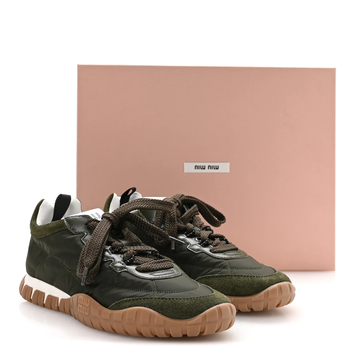 Nylon Suede Womens Tyre Sneakers 36.5 Loden Green - Image 8