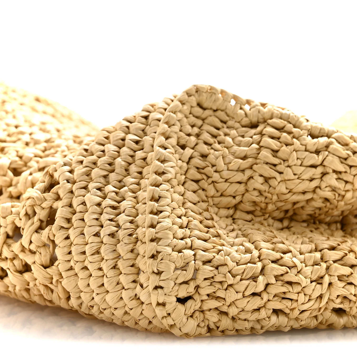 Raffia Crochet Woven Tote Bag Beige - Image 10