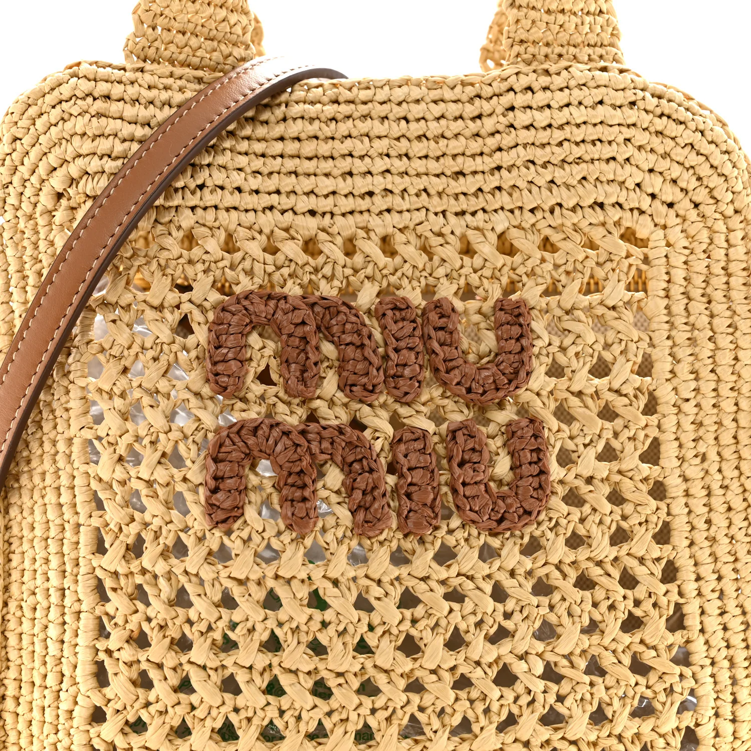 Raffia Crochet Woven Tote Bag Beige - Image 8