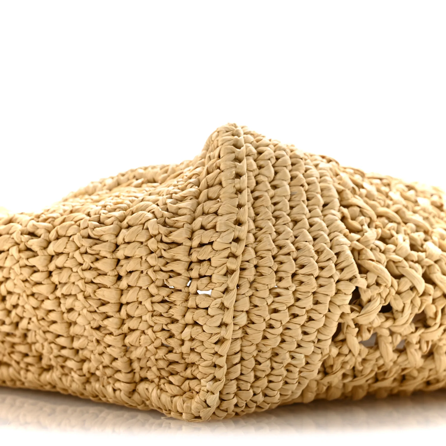Raffia Crochet Woven Tote Bag Beige - Image 9