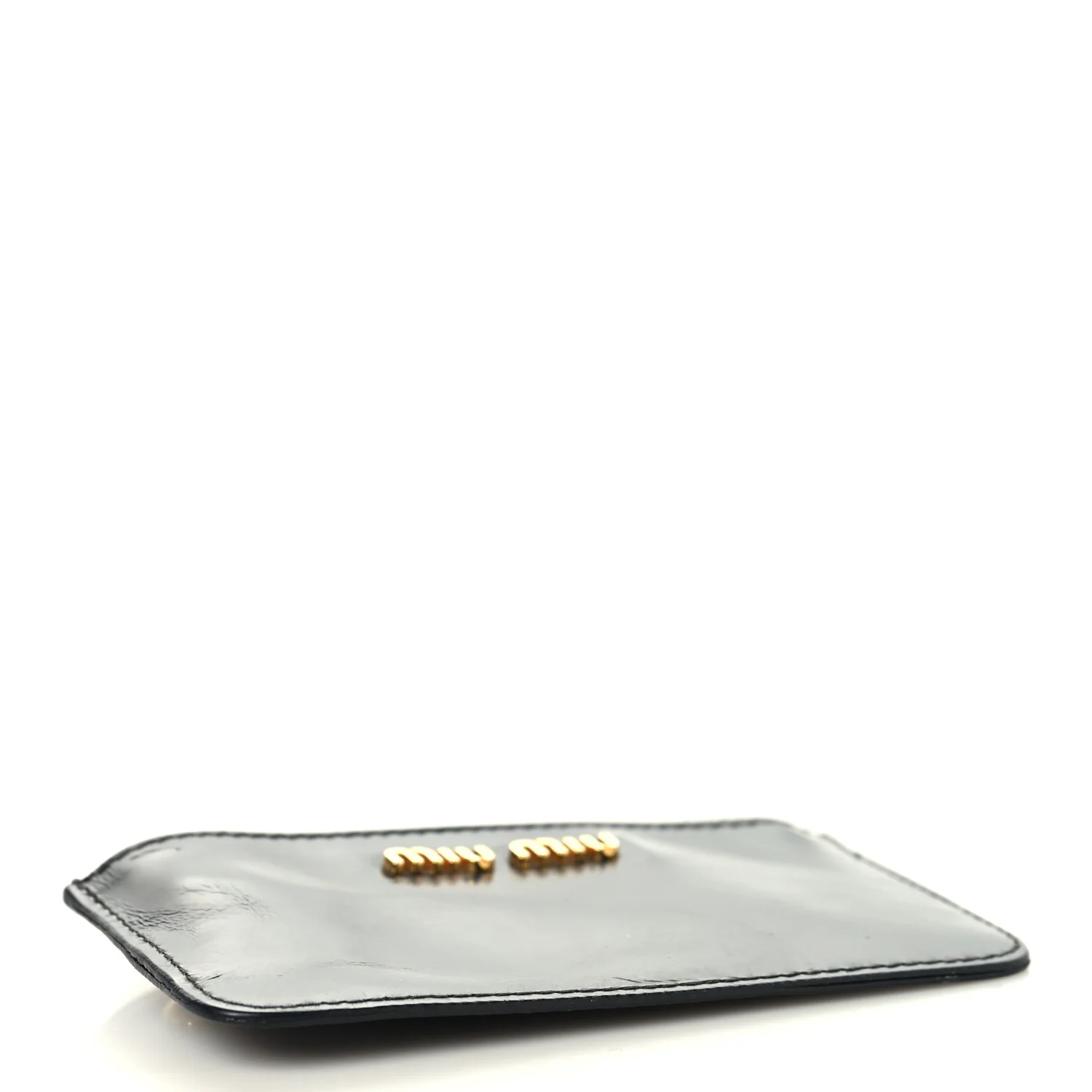 Shiny Calfskin Pouch Key Ring Black - Image 4