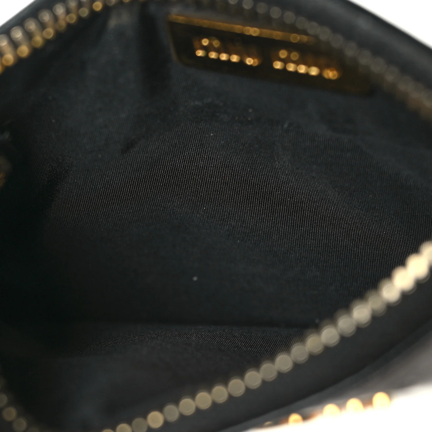 Shiny Calfskin Pouch Key Ring Black - Image 5