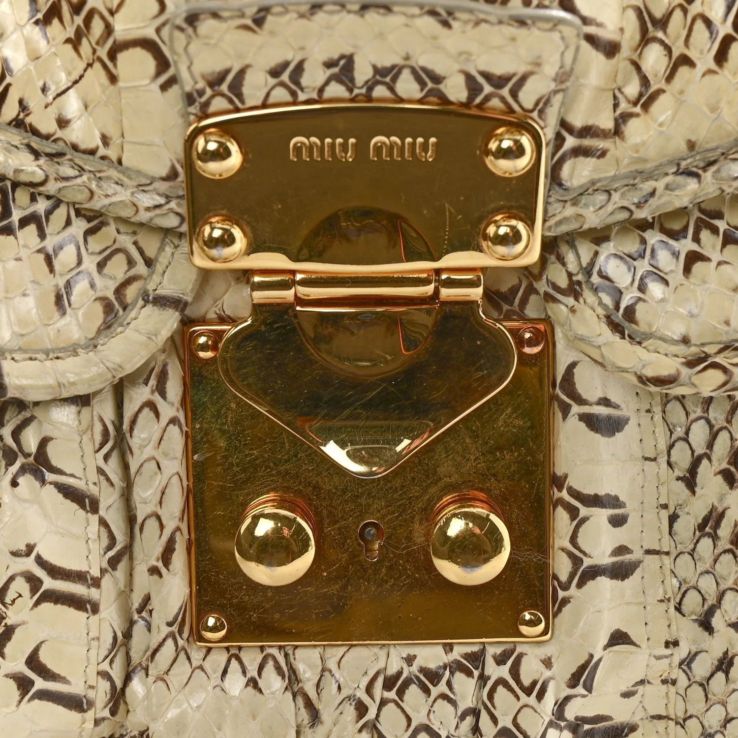 Snakeskin Small Matelasse Coffer Hobo Beige - Image 12
