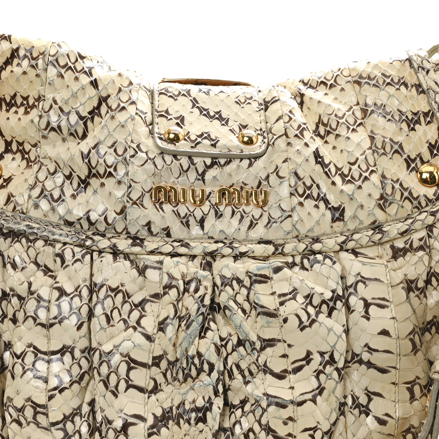Snakeskin Small Matelasse Coffer Hobo Beige - Image 14