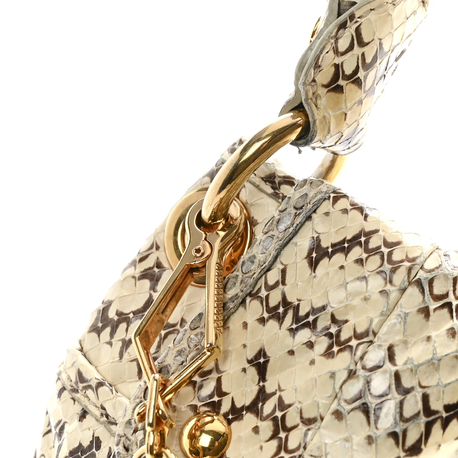 Snakeskin Small Matelasse Coffer Hobo Beige - Image 17