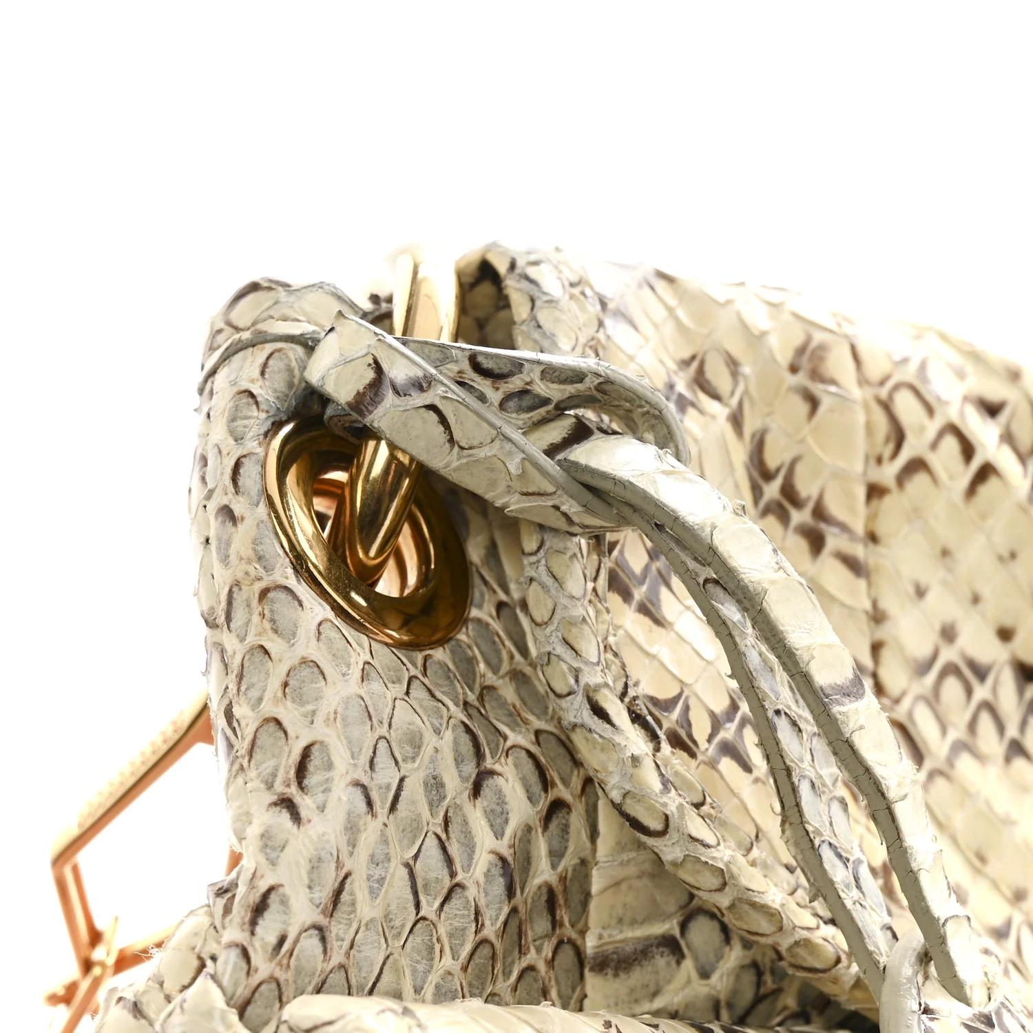 Snakeskin Small Matelasse Coffer Hobo Beige - Image 18