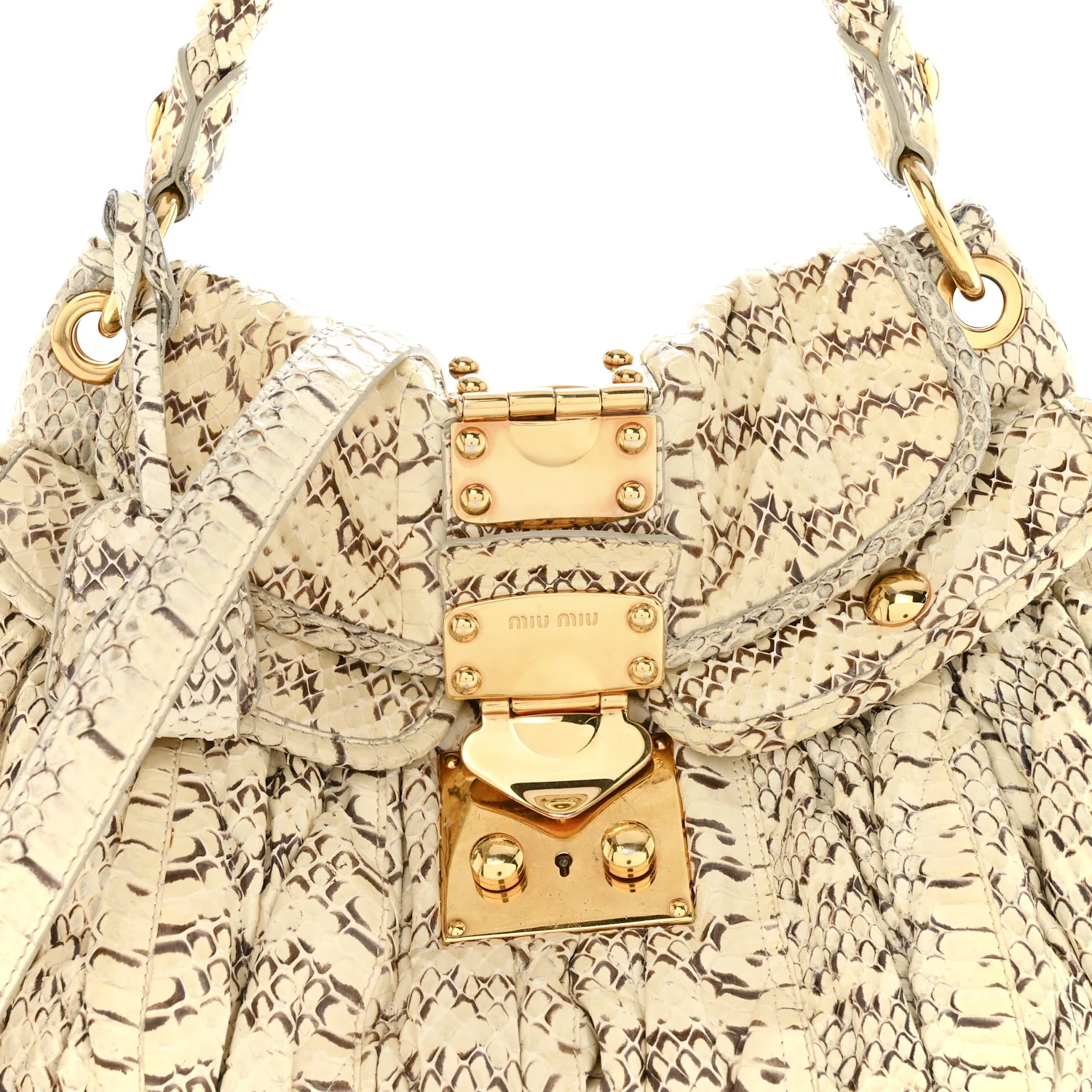 Snakeskin Small Matelasse Coffer Hobo Beige - Image 8