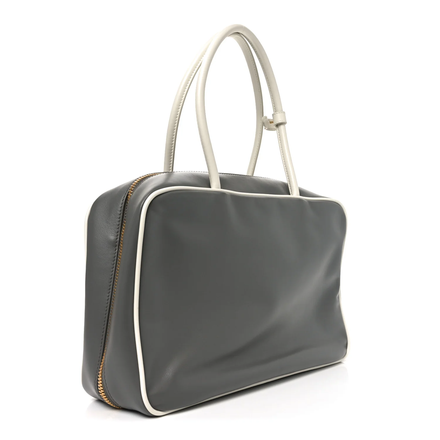 Soft Calf Softy Contrast Large Beau Top Handle Bag Marmo White - Image 3