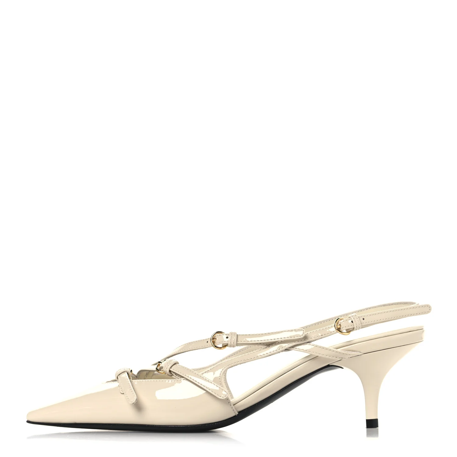 Vernice Buckle 55mm Slingback Pumps 37 White