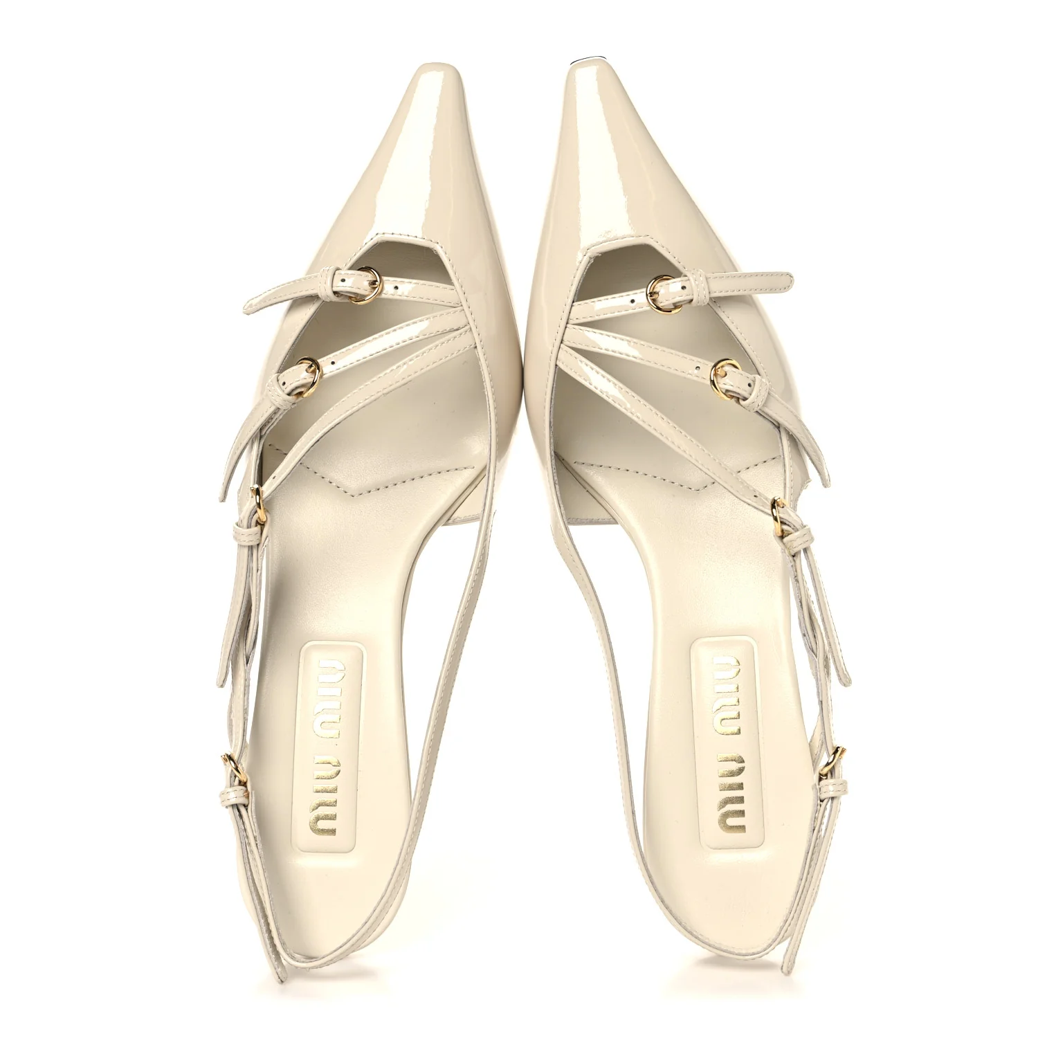 Vernice Buckle 55mm Slingback Pumps 37 White - Image 2